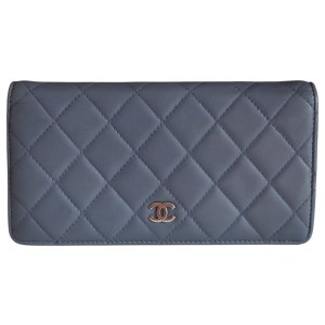 Chanel Bifold Wallet Lambskin Blue