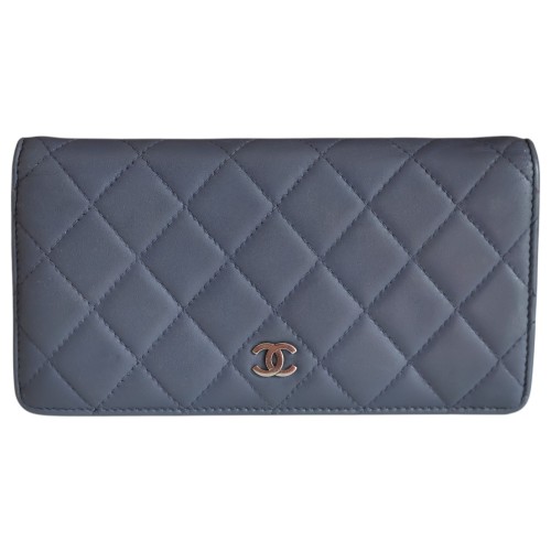 Chanel Bifold Wallet Lambskin Blue