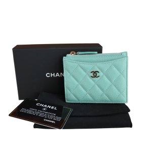 Chanel Kartenetui Münzetui Kalbsleder Tiffany Grün