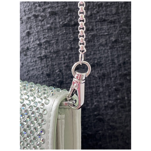 Prada Card Holder with Shoulder Strap and Crystals Acqua
