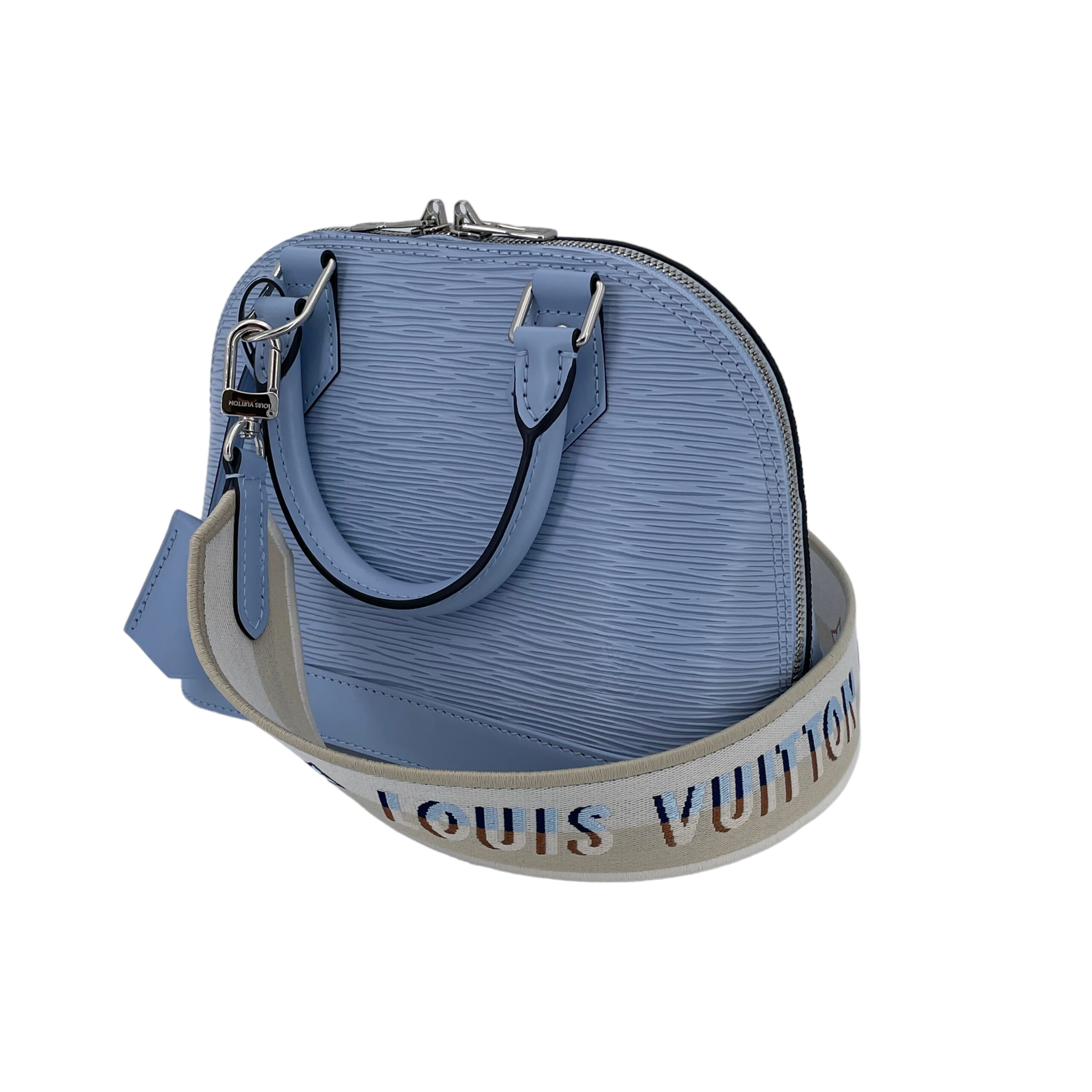 Louis Vuitton Bleu Nuage Epi Leather Alma BB Bag w/ Jacquard Strap -  Yoogi's Closet