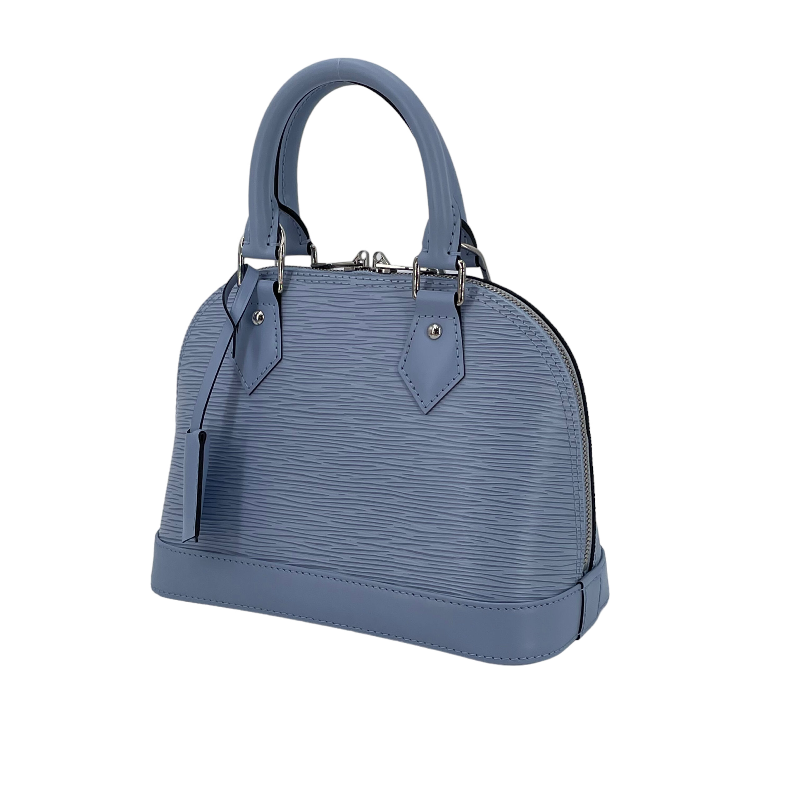 Authentic Louis Vuitton Alma BB Epi leather Blue Indigo Box/Dust Bag/keys &  lock