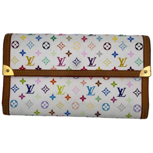 Louis Vuitton Long Tresor Murakami Geldbörse Multicolor Weiß