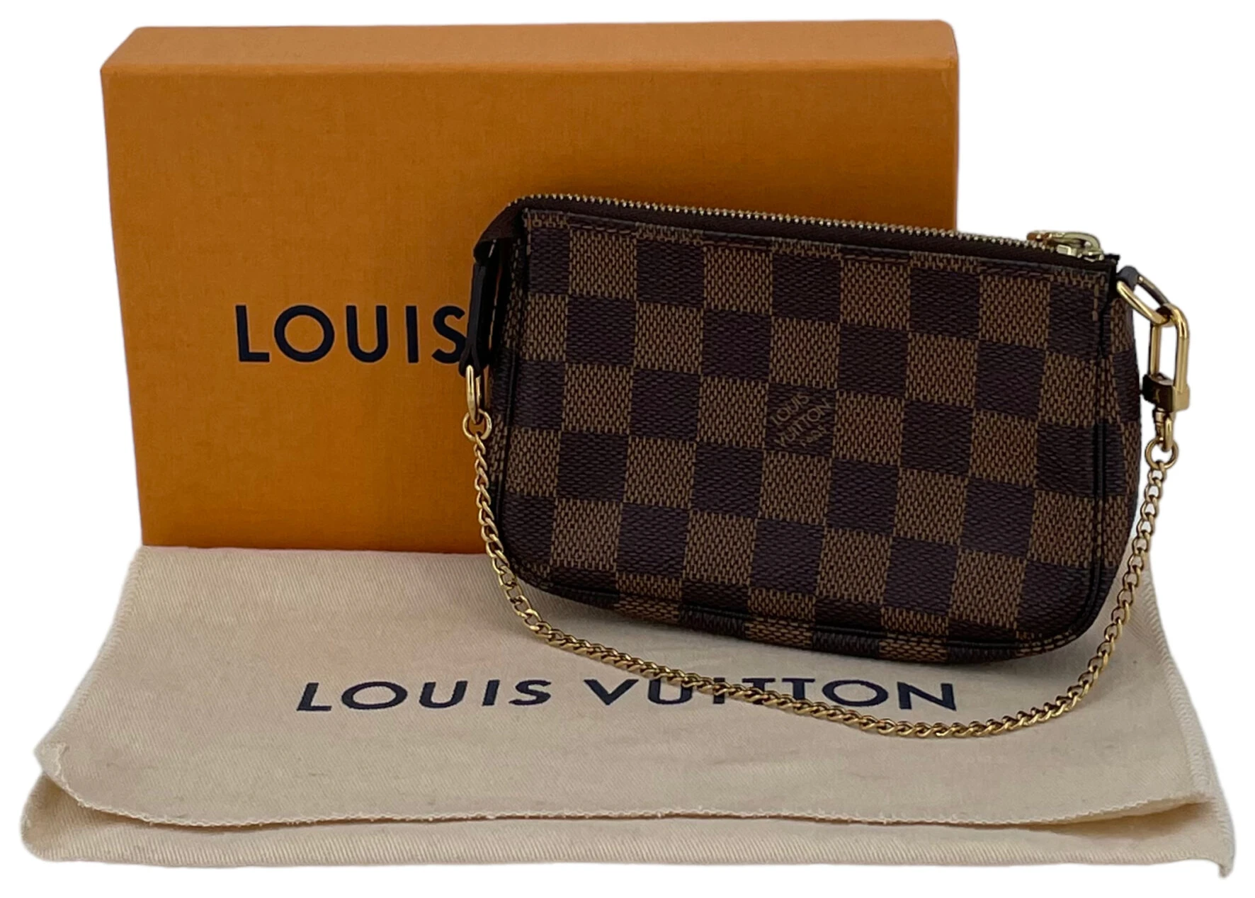 Mini pochette damier ebene hotsell