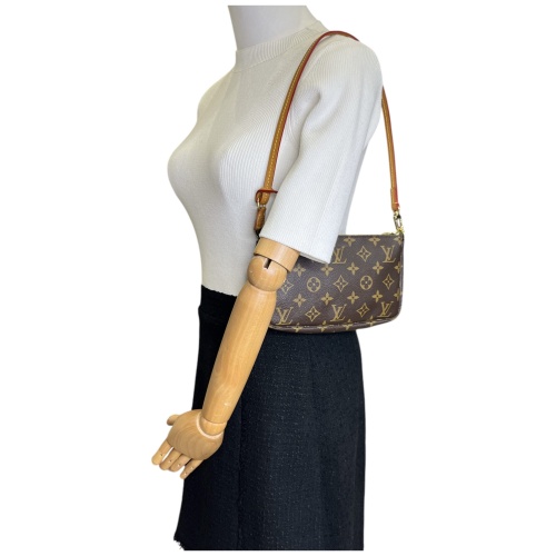 Leather Vachetta Shoulder Strap for Pochette Accessoires Light Brown