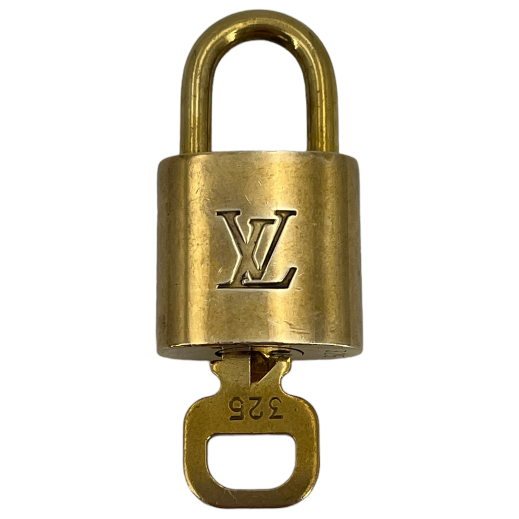 LOUIS VUITTON PadLock Lock & Key Brass Gold Authentic Number