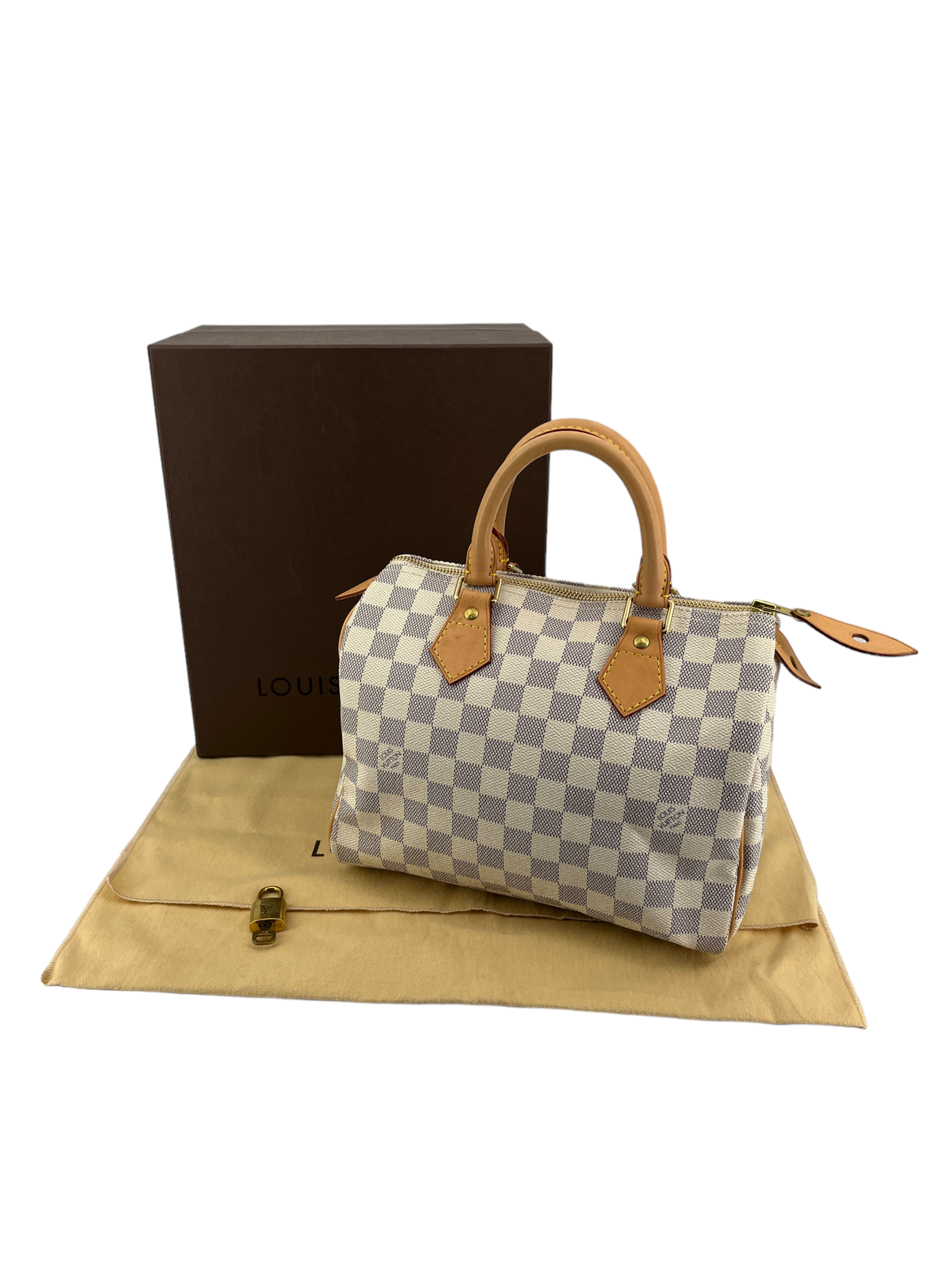 Louis Vuitton Speedy Azur Shoulder Bag in White Canvas