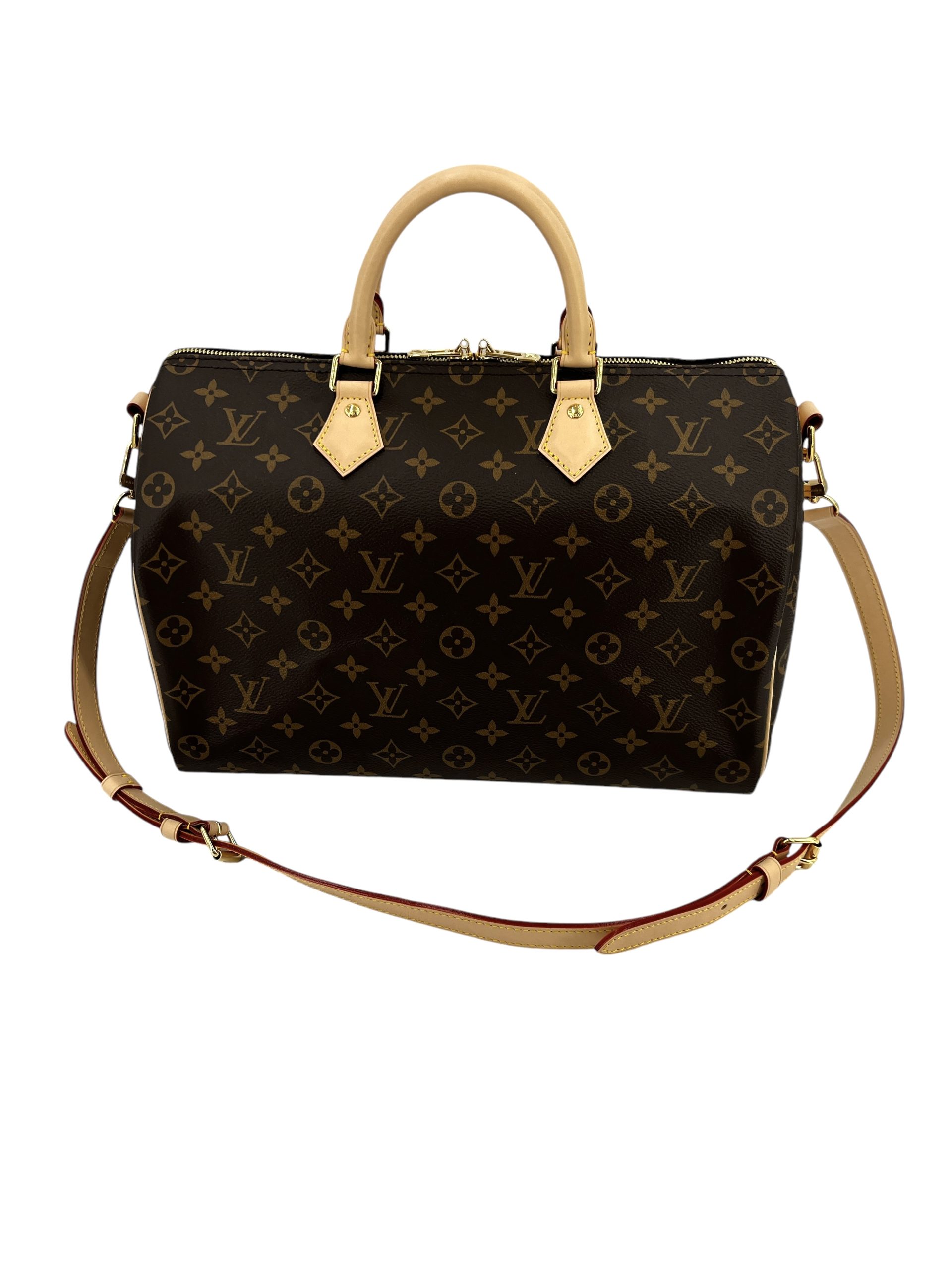 Louis Vuitton Speedy 35 Bandouliere Monogram Canvas I Love Handbags