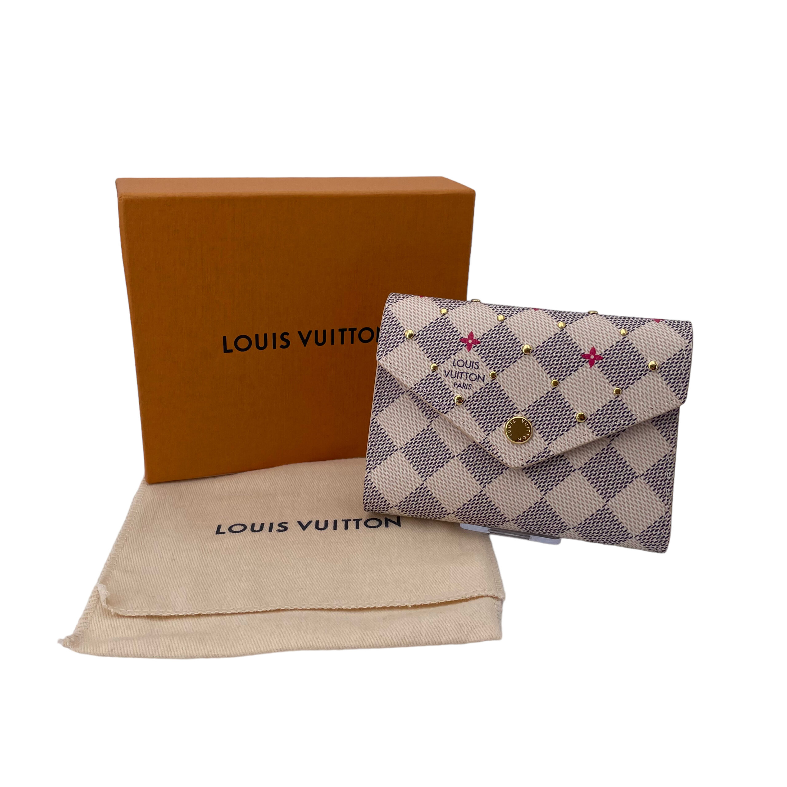 Louis Vuitton Victorine Damier Azure Studs Wallet - I Love Handbags