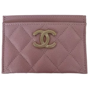 Chanel flap card case calfskin pink