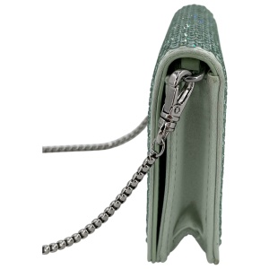 Prada Card Holder with Shoulder Strap and Crystals Acqua