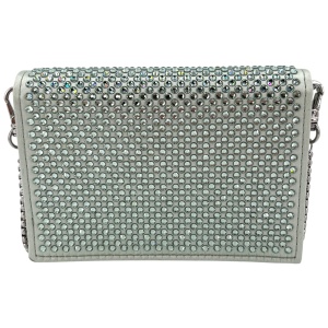 Prada Card Holder with Shoulder Strap and Crystals Acqua