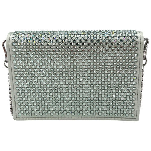 Prada Card Holder with Shoulder Strap and Crystals Acqua
