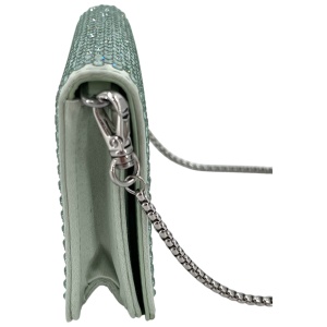 Prada Card Holder with Shoulder Strap and Crystals Acqua