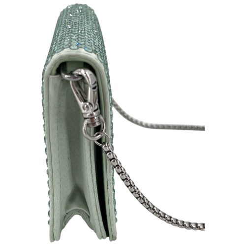 Prada Card Holder with Shoulder Strap and Crystals Acqua
