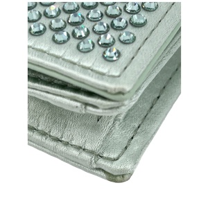 Prada Card Holder with Shoulder Strap and Crystals Acqua