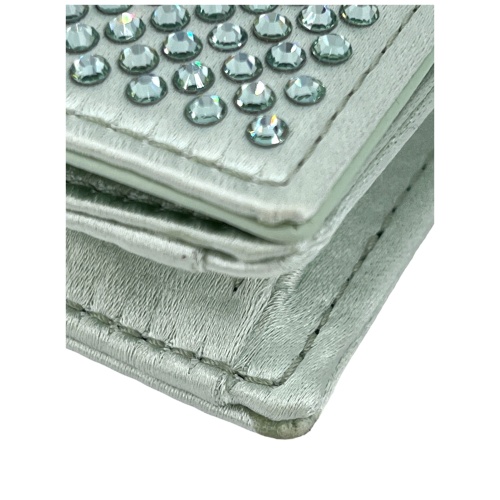 Prada Card Holder with Shoulder Strap and Crystals Acqua