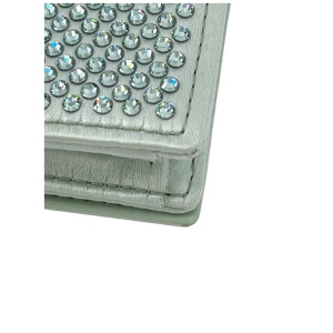 Prada Card Holder with Shoulder Strap and Crystals Acqua