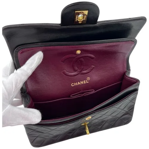Chanel Timeless Double Flap Bag Small Lammleder Schwarz