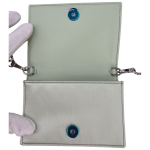 Prada Card Holder with Shoulder Strap and Crystals Acqua