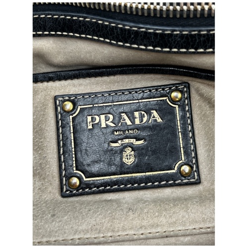 Prada Vitello Shine Schultertasche Schwarz